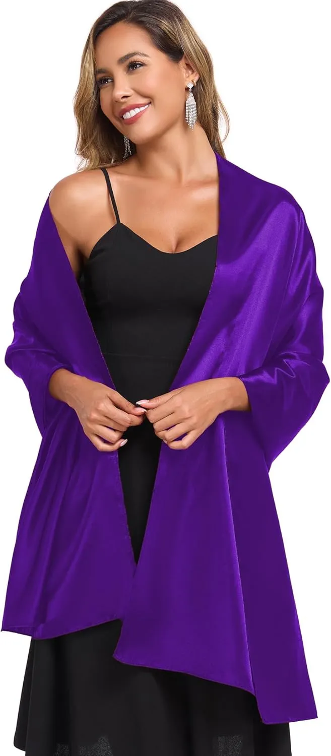 Shawls and Wraps for Evening Dresses Satin Women Long Scarf Wedding Guest Shawl