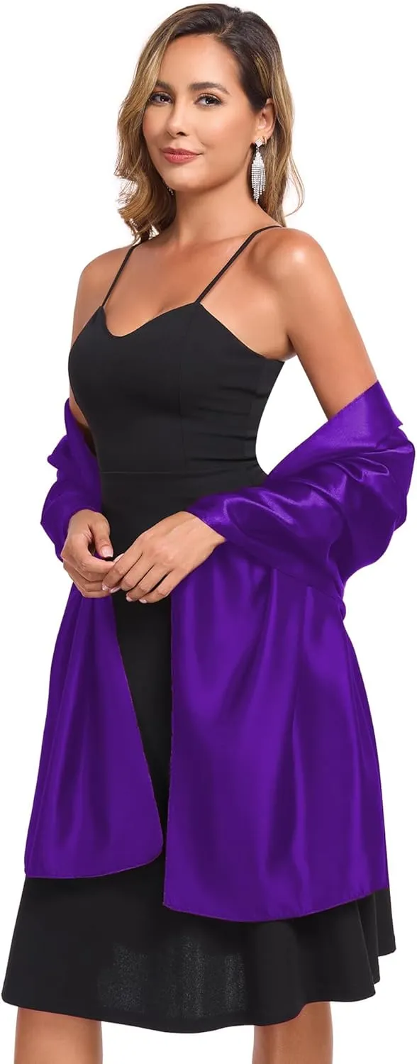 Shawls and Wraps for Evening Dresses Satin Women Long Scarf Wedding Guest Shawl