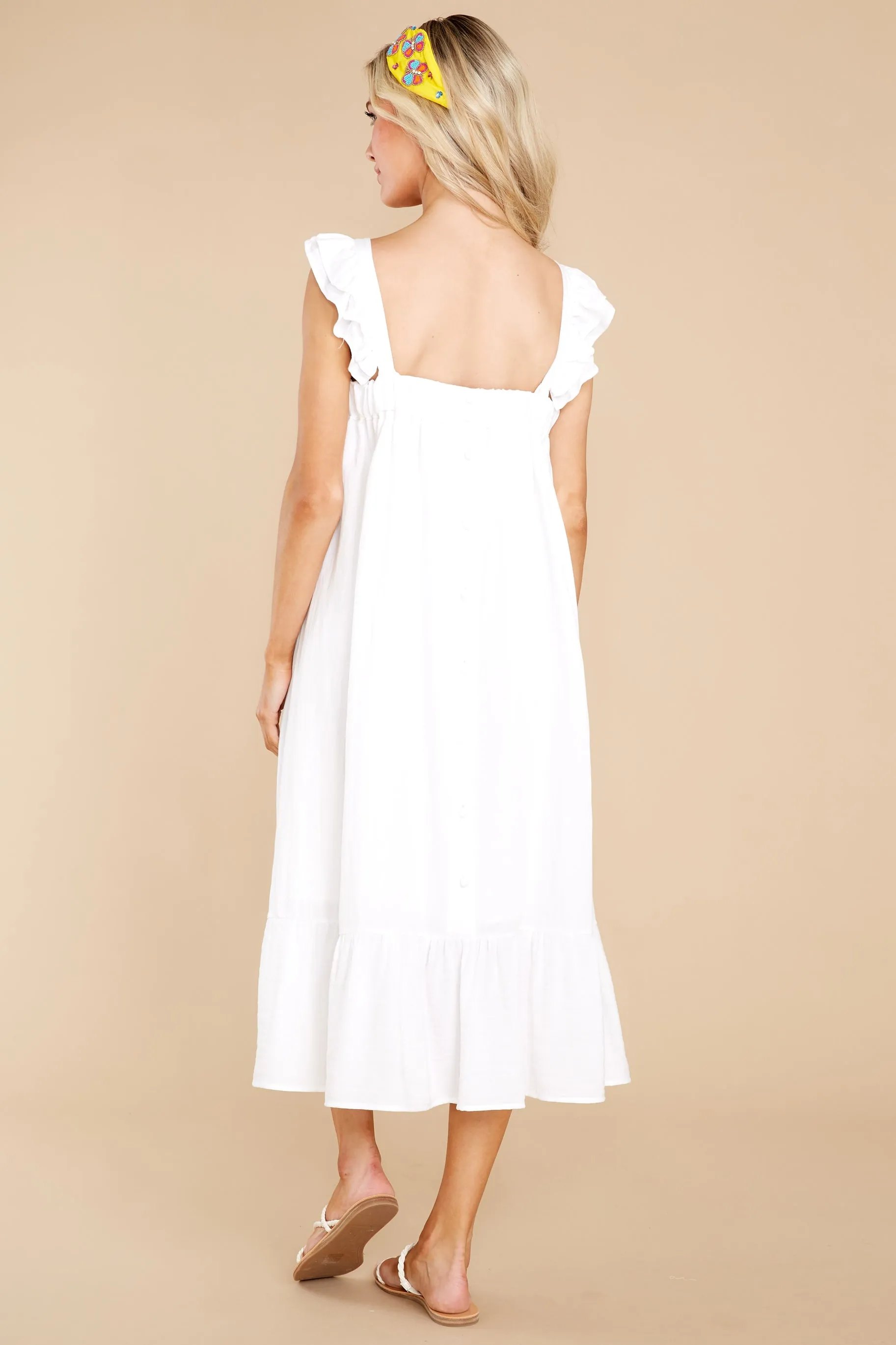 So You Hear White Midi Dress
