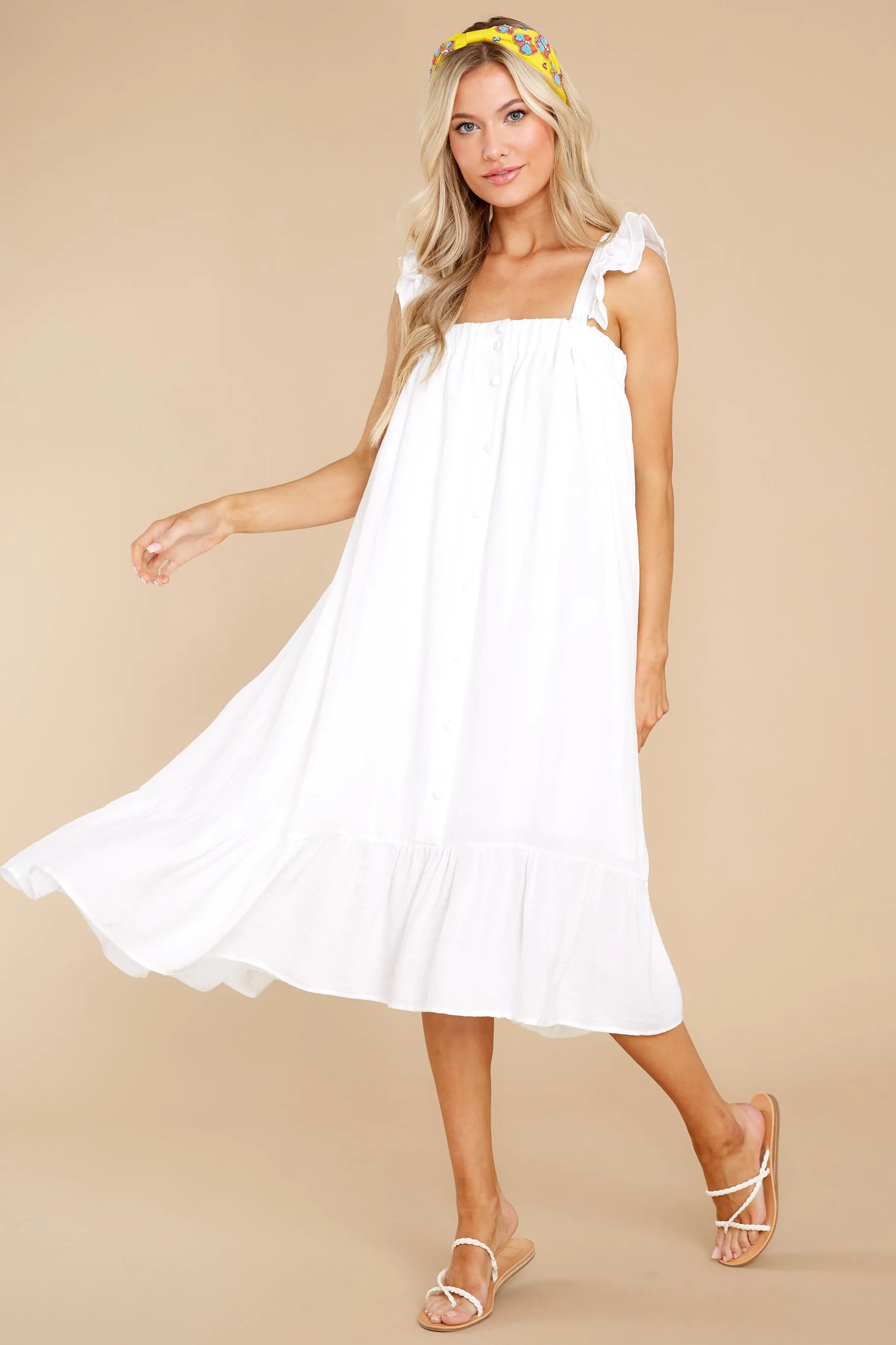 So You Hear White Midi Dress