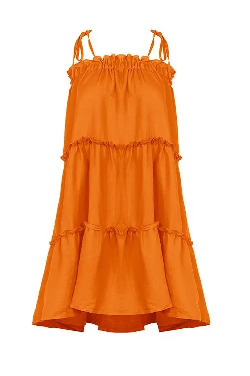 Solid Layer Ruffles Slip Mini Dress