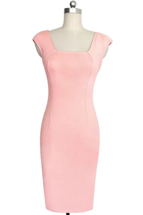 Square Neck Sleeveless Bodycon Dress