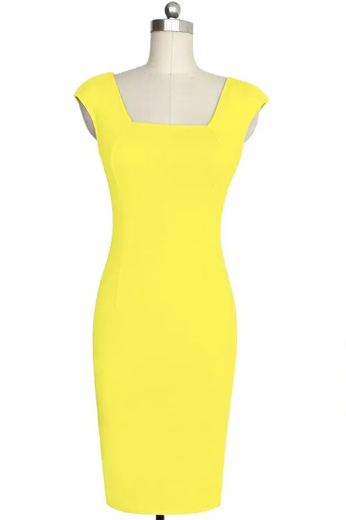 Square Neck Sleeveless Bodycon Dress