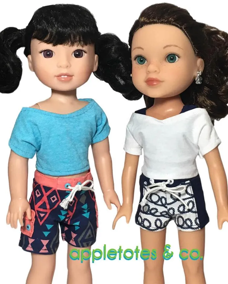 Surf's Up Board Shorts Sewing Pattern for 14.5 Inch Dolls