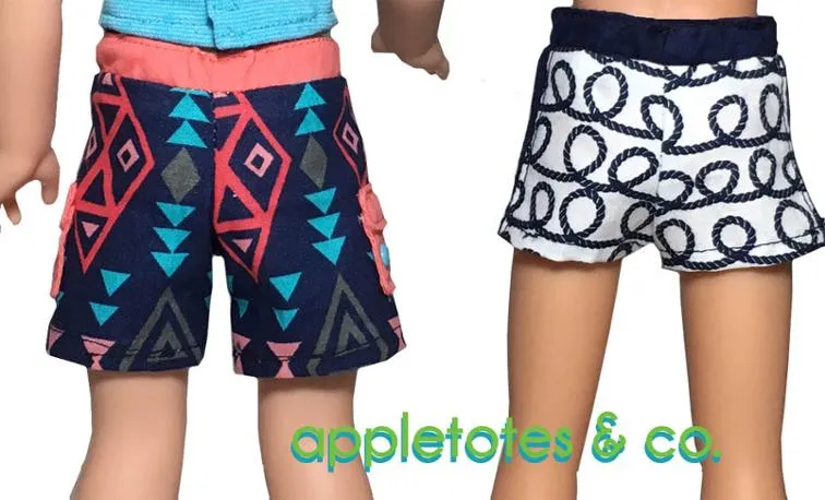 Surf's Up Board Shorts Sewing Pattern for 14.5 Inch Dolls