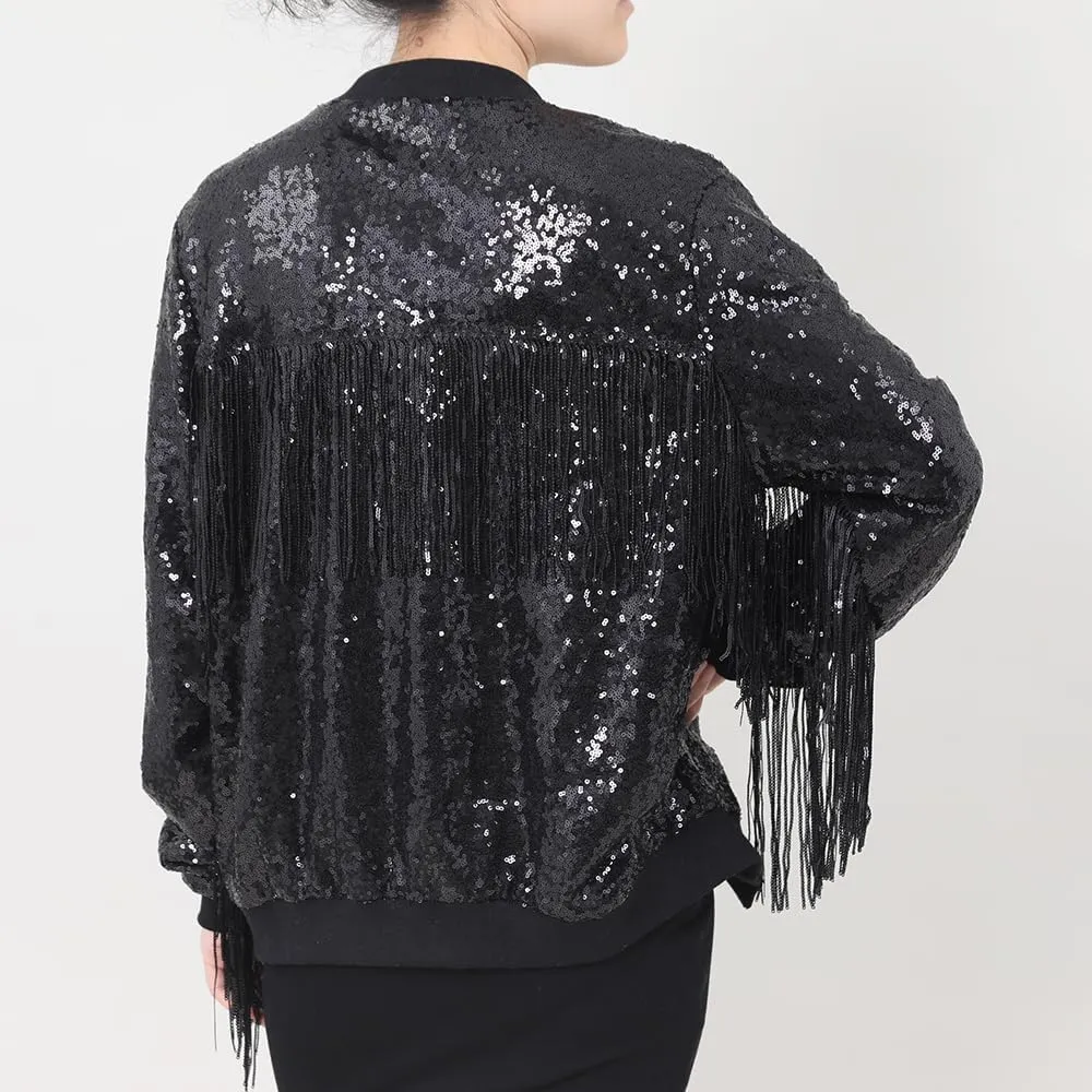 Tessel Sequin Jacket for Women Sparkly Bomber Varsity Trendy Shiny Coat Ladies Glitter Birthday Party Holiday Clothes