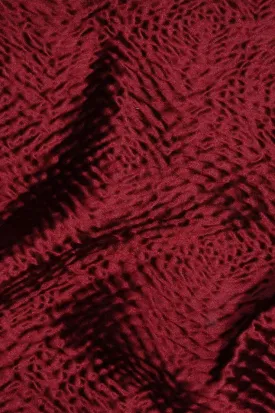 Tibetan Red Silk Hammered Satin Jacquard Fabric