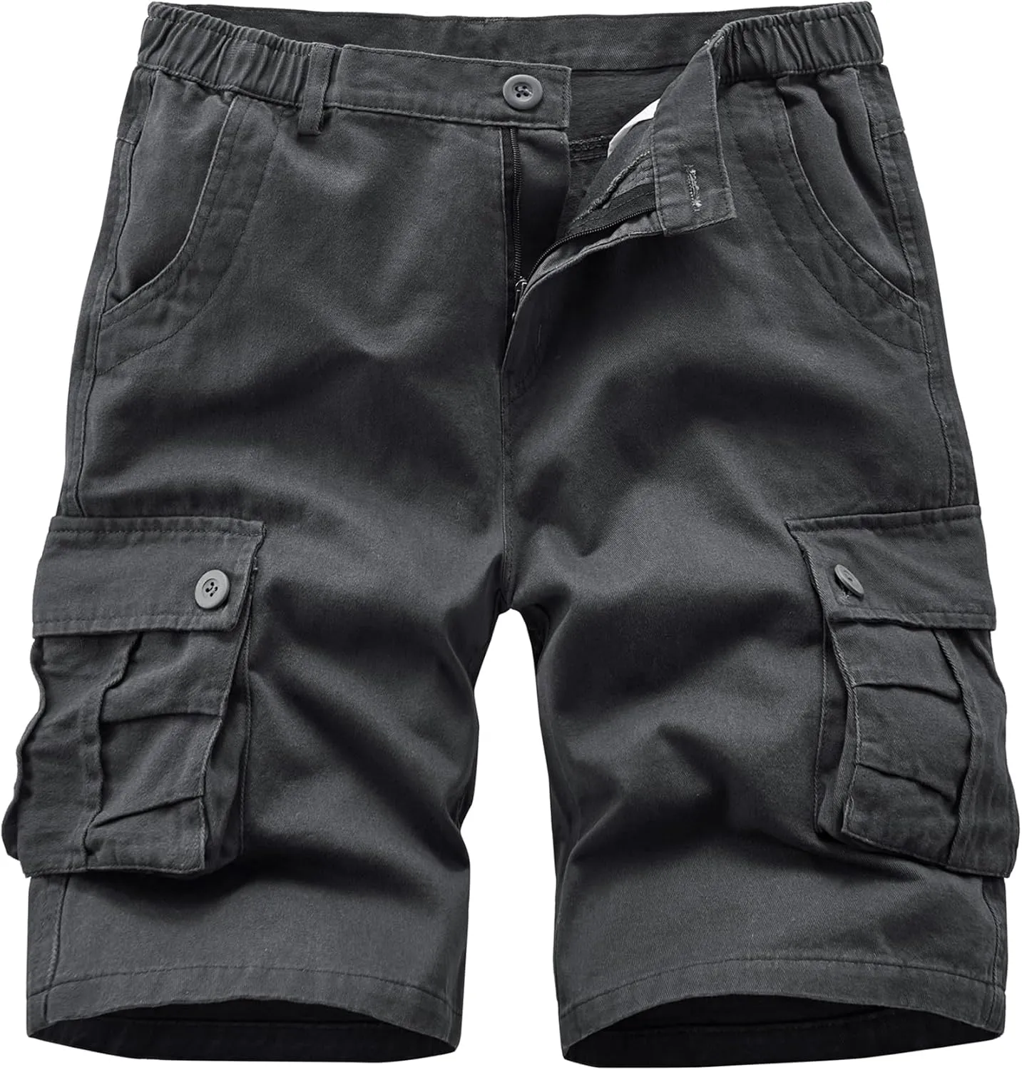 Vcansion Men's Cargo Shorts Casual Cotton Multi-Pockets Elastic Waist Camo Shorts
