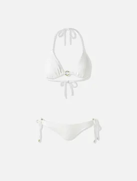 Venice Ring Details Tie Side Triangle Bikini White Chain