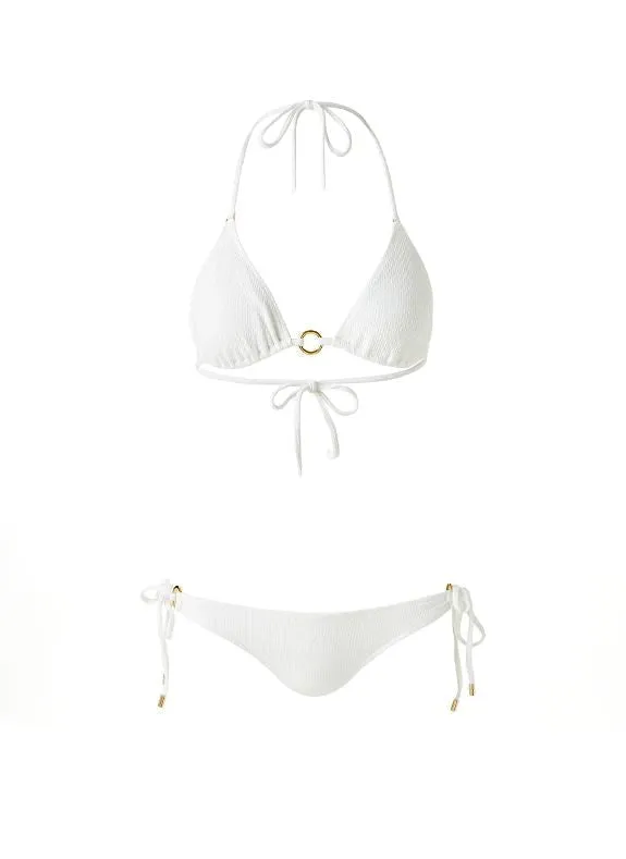 Venice Ring Details Tie Side Triangle Bikini White Chain