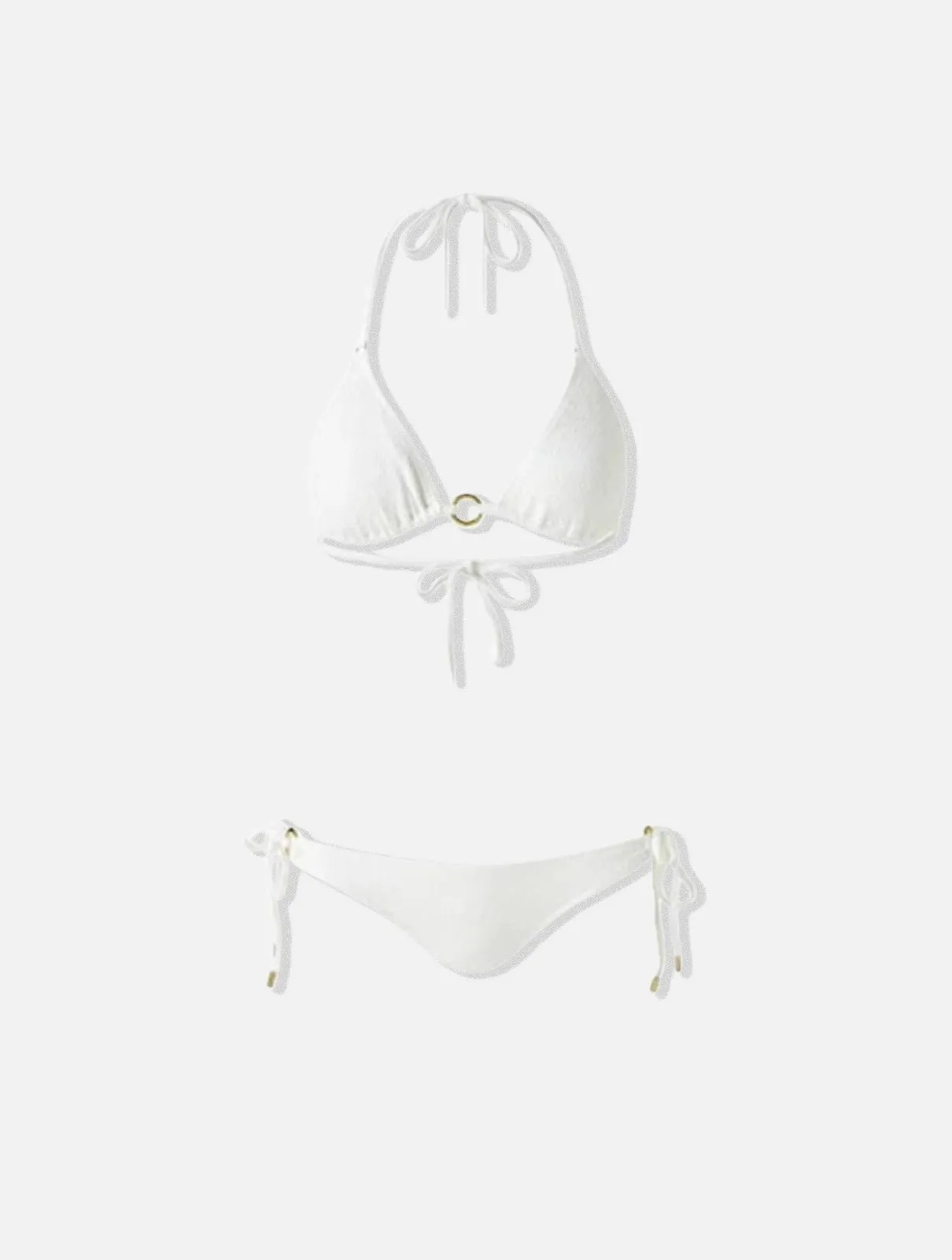 Venice Ring Details Tie Side Triangle Bikini White Chain