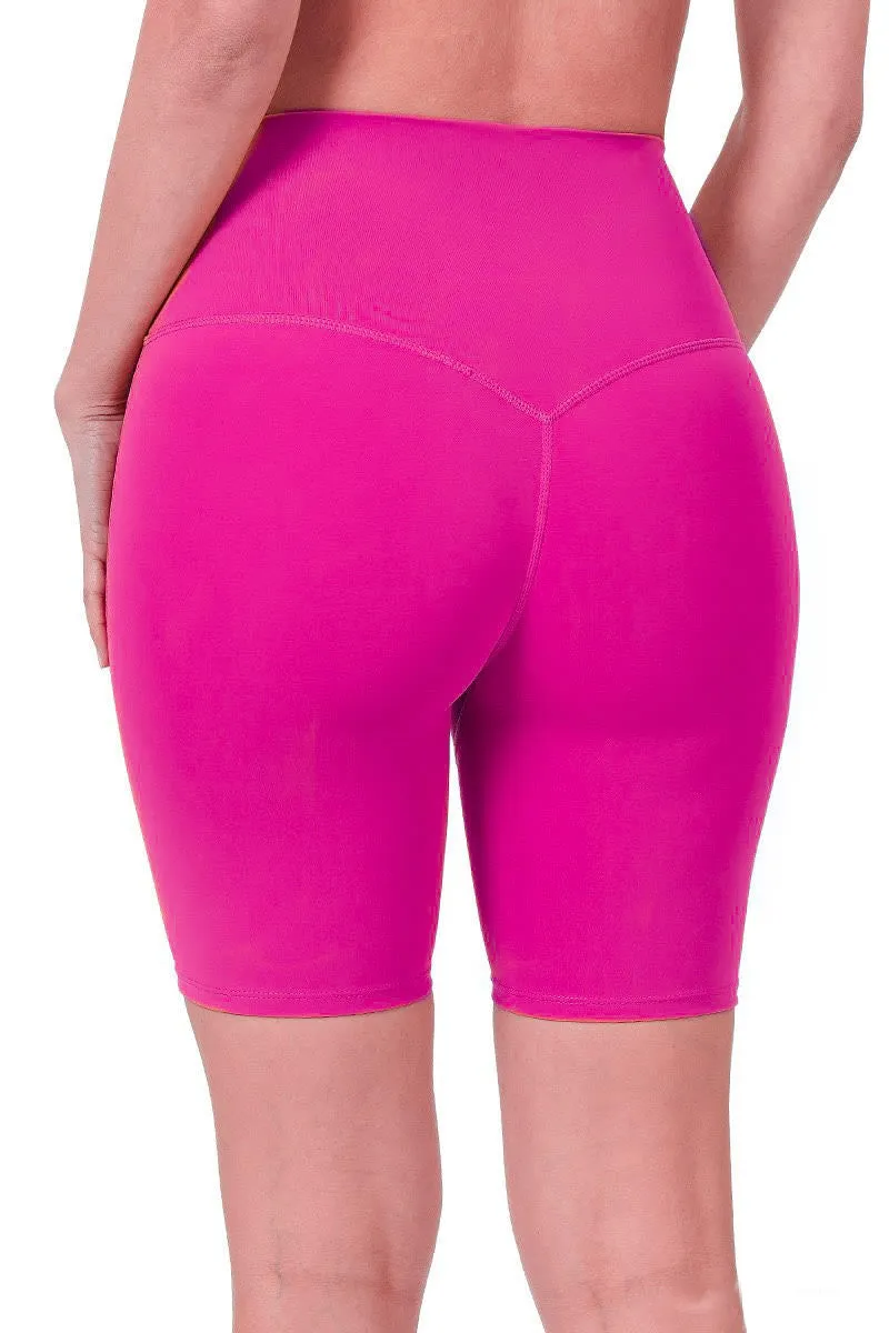 Viva Magenta / Hot Pink Contour Fit High Rise Biker Short