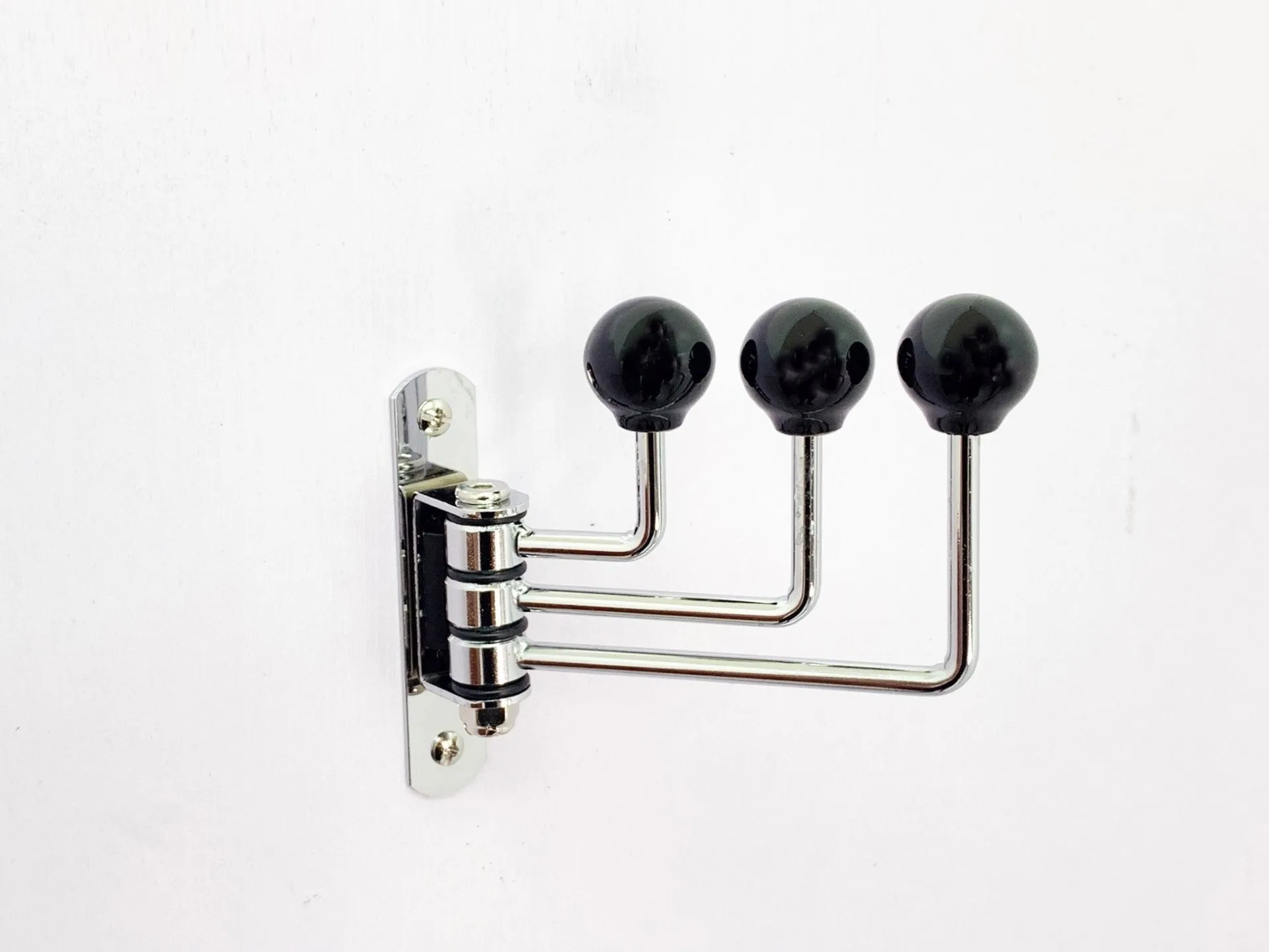 Wall Mounted Hook Hanger with 3 Ceramic Rotating Hooks, Black