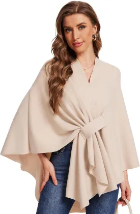 Women's Elegant Shawl Wraps Soft Open Front Poncho Sweater for Spring Fall Winter