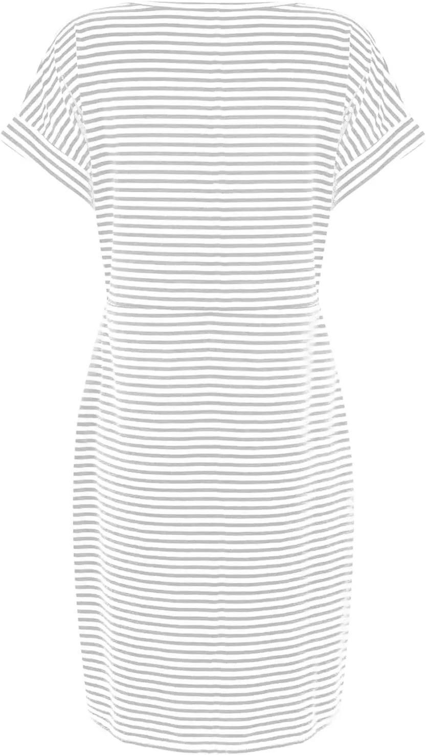 Women's Summer Dresses Striped Short Sleeve Croop Neck T Shirt Dress Tie Waist Fashion Trendy Dressy Sundress 2025