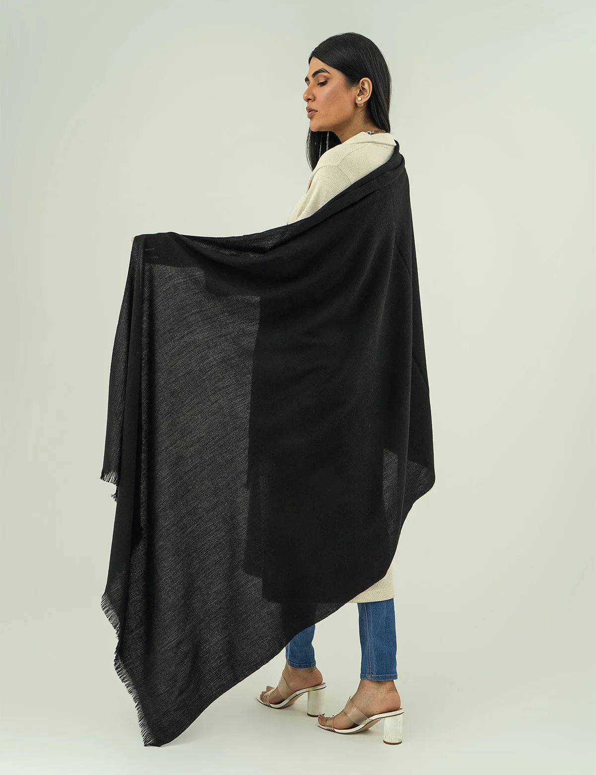 Woolen Cashmere Shawl - Black