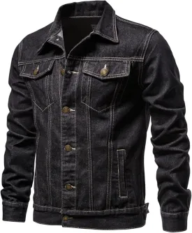 Ymosrh Men's Fall Jackets Casual Denim Long Sleeve Lightweight Trucker Jackets Fashion Jean Coat with Pockets Jacket