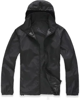 Ymosrh Men's Work Jackets Lightweight Waterproof Windbreaker Rain Jacket Packable with Hood for Hiking Travel, XS-3XL